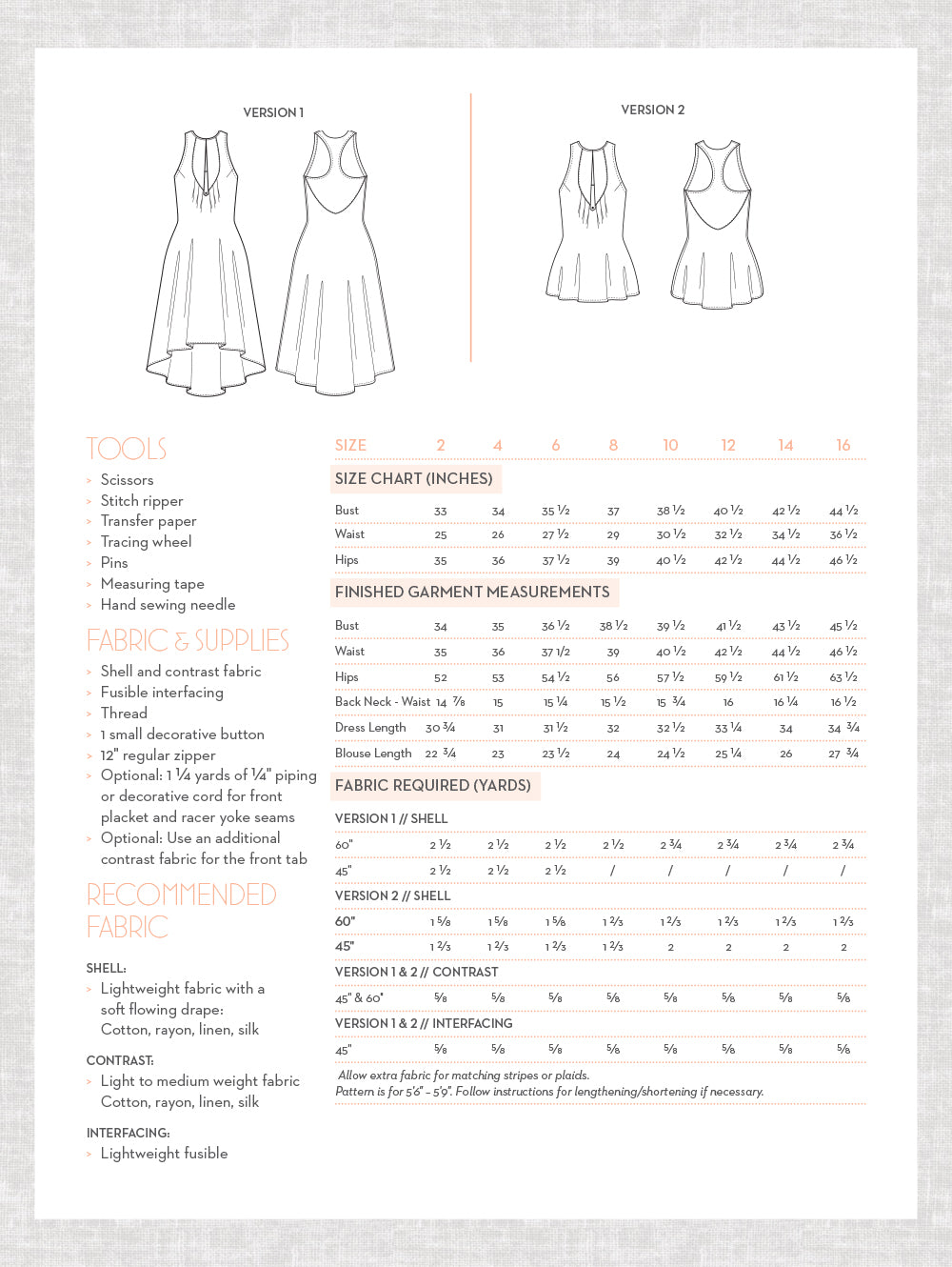 Simone Dress and Tank Top - PDF - Victory Patterns